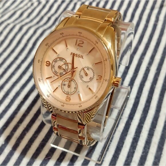Fossil BQ 1681 Rose Gold stainless swarovski crystal prism dial watch main image 7